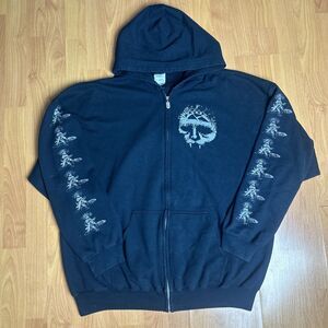 Vtg 2000s Integrity Band Zip Up Hoodie 2XL Hardcore Metal Rock Black 4Side Print